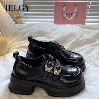IELGY 英倫風皮鞋女2025新款復古百搭厚底蝴蝶扣瑪麗珍鞋