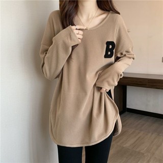 【W-SHOP】Ⓚ韓版 長袖上衣女 長袖T恤 打底上衣 百搭長袖 長袖T恤女春秋冬季新款寬鬆顯瘦洋氣百搭刺繡大碼打底上衣