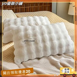 【臺灣出貨】+發票絨泡泡毛絨枕套 毛絨枕套 耐臟加厚枕套 輕奢沙發枕頭套xin3