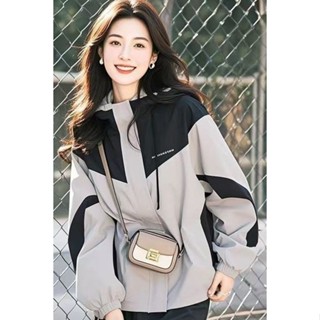 語馨潮流女裝🌟休閒連帽衝鋒衣外套女春秋款2025新款韓版寬鬆時尚百搭風衣夾克潮