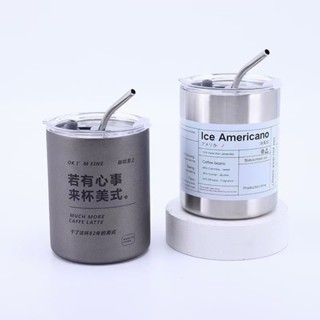 【新品推薦】304不銹鋼冰美式咖啡杯拿鐵真空雙層保溫杯帶吸管戶外便攜式隨手