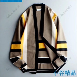 ✨紐智精品✨最新熱銷鼎力推薦 男士無扣敞穿V領條紋針織衫毛衣韓版休閒撞色線衣外套男ABAB