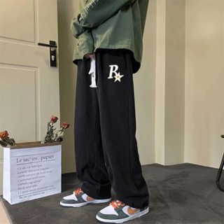 🌸桃園出貨🌸 透氣薄款/加絨加厚休閑直筒褲男美式高街百搭運動褲顯瘦版闊腿褲