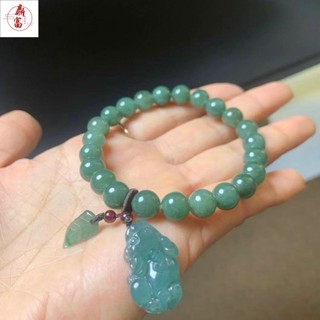 天然翡翠冰種藍水安扣男女手工手串編織玉石手繩貔貅手鏈女款送禮