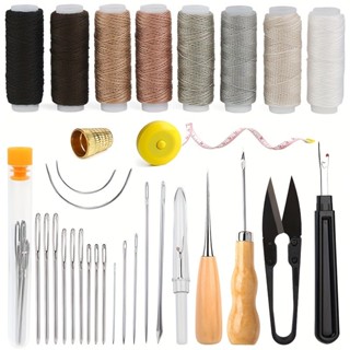 💦熱銷 免運 皮革工藝工具套件鞋沙發帳篷地毯皮革工藝 DIY,室內裝潢修復縫紉套件重型縫紉套件帶縫紉錐,拆線器,手工縫