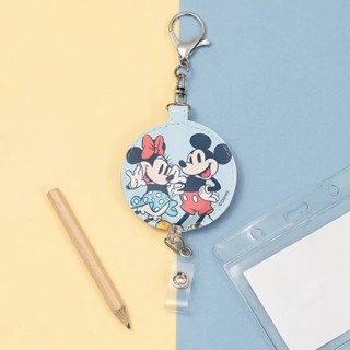 迪士尼Disney 夏日派對系列 圓形皮質伸縮證件扣-米奇米妮 墊腳石購物網