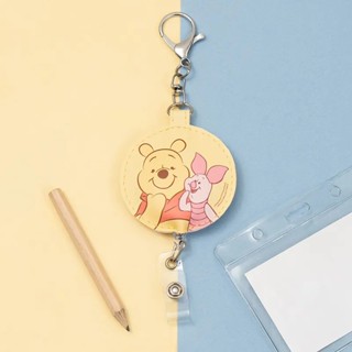 迪士尼Disney 夏日派對系列 圓形皮質伸縮證件扣-維尼 墊腳石購物網