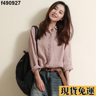 🌷臺灣限時低價🌷 谷家出品藝文棉麻襯衫女裝新款上衣設計感小眾寬鬆長袖亞麻襯衫