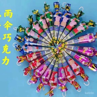 買家優選網紅佩奇熊出沒小雨傘巧克力甜筒造型可可脂巧克力懷舊迷你小雨傘