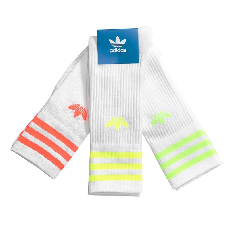 Adidas Solid Crew Sock 紅白綠 三葉草 中筒襪 3雙入 FM0625