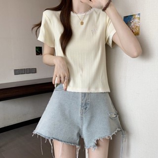 LXDP甜美粉色蕾絲花邊短袖 T恤 韓系少女風簡約蝴蝶結刺綉日常舒適短袖T恤 2025夏季新款大碼女裝胖mm圓領小衫上衣