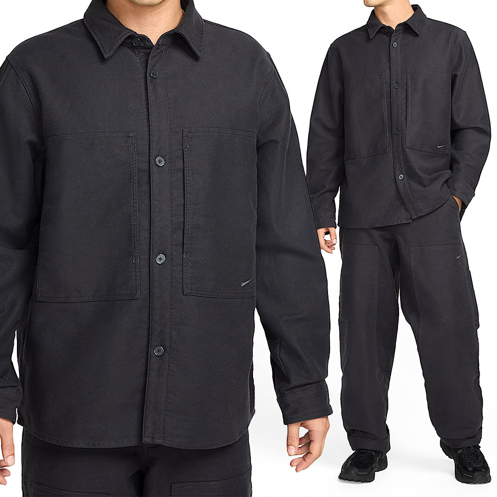 Nike NL LS Chamois Field Shirt 男款 黑色 襯衫 寬鬆 大口袋 長袖 FB7743-060