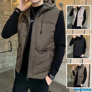【Sｏｏｎ闆娘自留】[M7XL] 羽絨棉馬甲男士 連帽無袖外套 秋冬季大尺碼男性保暖背心外套 青年韓版加厚潮流保暖坎肩背