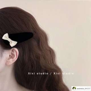 🎀臺灣出貨🎀Mali🎀【5606人好評】小香風黑色絲絨蝴蝶結發夾精緻側邊劉海夾BB夾少女氣質邊夾發卡