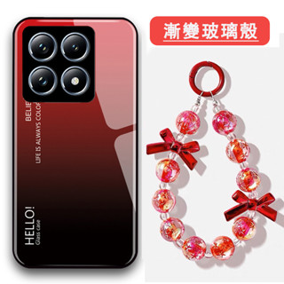 適用 小米 Xiaomi 15 14 Ultra 14T Pro 手機殼 手鏈 手機鏈 鏡面玻璃殼 防摔保護套 保護殼