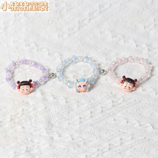💎【臺灣出貨】兒童手鍊 冰雪奇緣艾莎手鍊 卡通手環手鐲 卡通爆款哪吒2之魔童鬧海水晶相吸情侶手鏈送閨蜜高顏值生日禮物