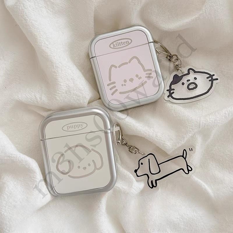 韓系 線條貓咪 小狗 耳機套 Airpods pro 4代 防摔保護套 3代耳機殼 1/2代 4代耳機保護殼