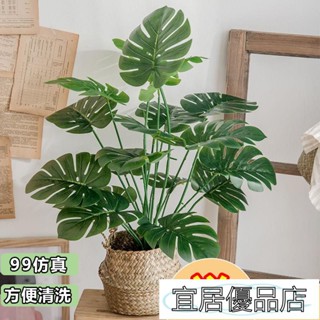 宜居優品3 仿真花 北歐模擬龜背葉仿真植物綠色 龜背竽 植物盆栽 仿真花商業擺飾假花 模擬 綠化植物
