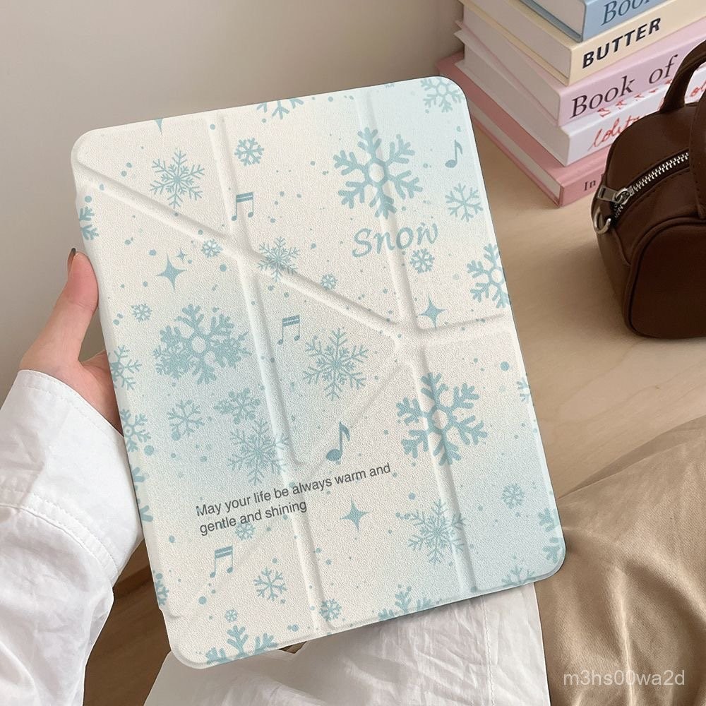 新款免運💕iPad保護殼 Y折音符雪花适用ipad89代保护套MINI6苹果Pro平板Air56/11寸ins通