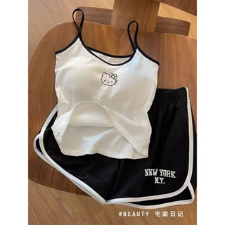 🔥臺灣出貨🔥【店鋪熱銷】韓版高階感夏款背心吊帶睡衣女帶胸墊2024新款純慾家居服套裝大碼 HIQ5