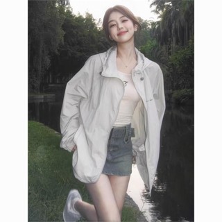 see 冰絲防曬衣 防曬外套 冰絲上衣 防曬服超好看灰色防曬衣女2025新款夏季寬松百搭薄款連帽戶外防曬服外套