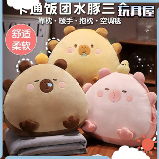 【全臺最低✨免運】可愛卡皮巴拉水豚抱枕二閤一暖手兩用辦公室午睡枕頭學生敎室靠墊