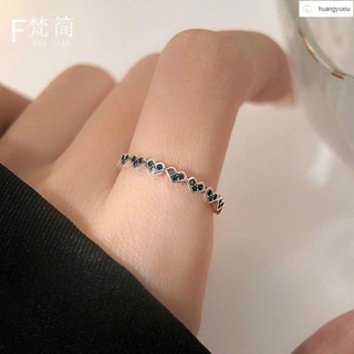 🎀臺灣出貨🎀RUIRUI🎀冷淡風戒指 925銀愛心戒指女簡約韓風心形環繞微鑲彩鉆細款指環尾戒網紅氣質