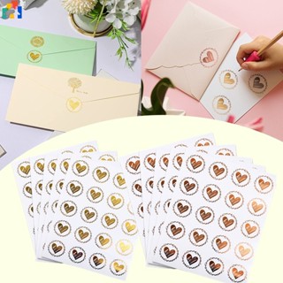 【1件出貨】100 件創意透明燙金心形 3.2 公分圓形貼紙 DIY 精美信封婚禮派對邀請卡密封標籤禮品裝飾標籤批發