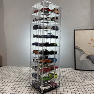 玩具車模展示架可旋轉透明模型收納架收納盒陳列櫃多美卡小汽車