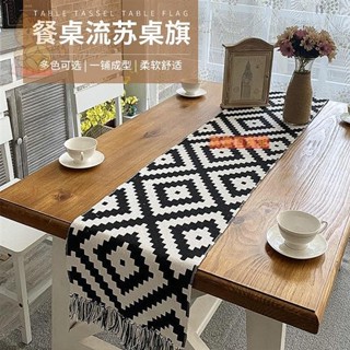 長桌巾 流蘇桌旗 餐桌桌巾 棉麻加厚禪意茶桌桌旗 家用茶几旗 鞋櫃邊櫃長桌布 電視櫃蓋布 蓋巾 長方形隔熱墊 桌墊