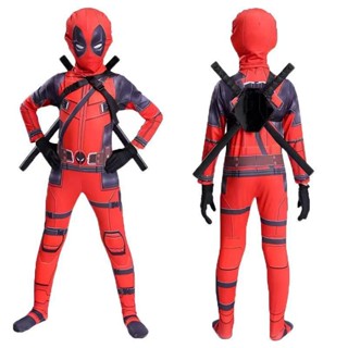 臺灣熱賣Deadpool死侍衣服兒童成人cos服連體緊身衣萬聖節角色扮演服裝