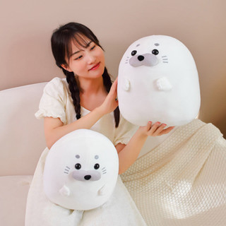 模擬海豹公仔 海豹抱枕🎁可愛軟萌羽絨棉圓滾滾站姿海豹團子毛絨玩具海洋館公仔抱枕海獅 模擬海豹玩偶 海豹靠枕