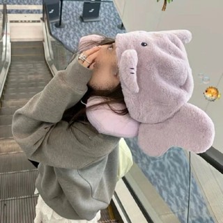 ✈麥麥優選💠出行好物✈可愛紫色卡通大象帽子連帽午睡便攜旅行護頸飛機辦公室坐車u型枕