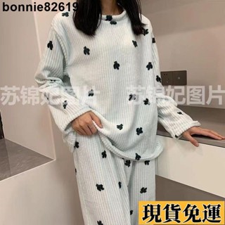 🌸限時低價🌸 【2240人收藏】冬季睡衣女珊瑚絨ins秋冬厚款家居服套裝不掉毛軟乎大學t女長袖t恤女長袖女長袖秋天女