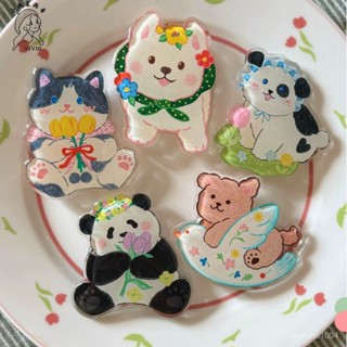 🌸臺灣下殺價🌸【時尚搭配】自製ins卡通可愛貓咪熊貓動物插畵氣囊支架滴膠粘貼小眾3M貼閨蜜 DXIY