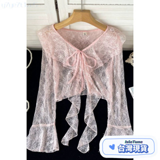 🎶小鈴音🌷新品🌷雪紡/女生上衣/韓係女裝/大尺碼上衣/襯衫女/辣妹上衣/防曬罩衫/鏤空/薄長袖/網紗上衣/甜美小清