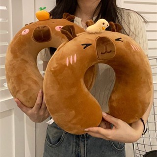 臺灣出貨❣️【1522人好評】ins卡皮巴拉u型枕卡通記憶棉柔軟回彈護頸枕學生辦公室午睡枕便攜