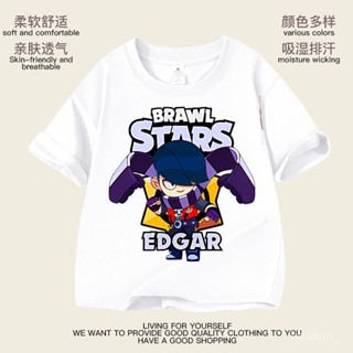 【限時殺價✨免運】荒野亂鬥BrawlStars遊戲週邊兒童夏季純棉短袖T恤男童衣服高質量t