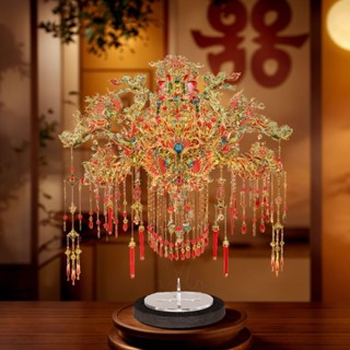 鋼達鳳冠手工diy金屬拚裝模型十裡紅妝3d拚圖立體喜扇結婚禮物 JBRK