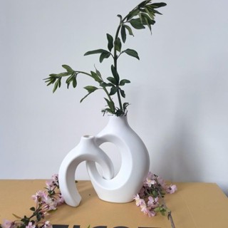 🌺🈵額免運🌺塑膠仿陶瓷花瓶擺件客廳辦公室裝飾品水養花瓶桌面擺設北歐風花器