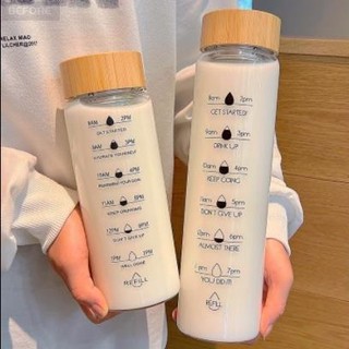 700/1000ML日系ins風木紋蓋耐熱玻璃水杯 水壺 小清新大容量冷水瓶隨行杯 運動水杯 咖啡杯 環保杯 交換禮物