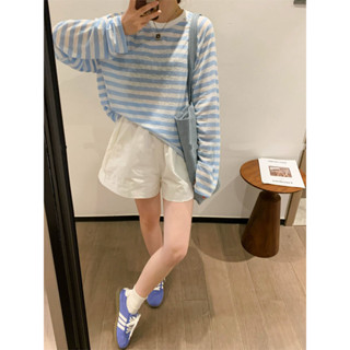 女裝上衣/T恤/襯衫/背心/吊帶/雪紡衫/條紋甜美防曬衫夏季薄款顯瘦長袖T恤女裝大碼寬鬆小個子上衣