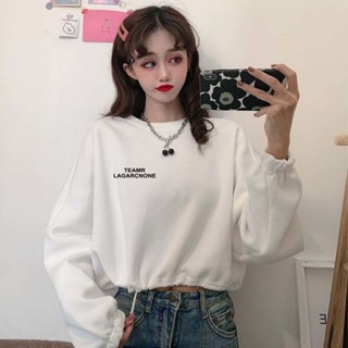 Luxi❤短款薄款抽繩衛衣女潮ins秋季韓版寬鬆學生新款百搭外套長袖上衣