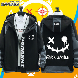 小惡魔情侶衣服男女青少年學生風衣情侶百搭上衣休閑夾克連帽外套(ding/ ~~芙芙)