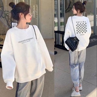 Luxi❤秋冬新款棉長袖薄款圓領衛衣女韓版寬鬆百搭趣味印花ins風上衣潮
