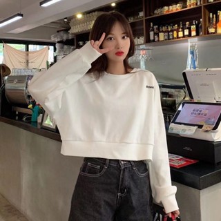 Luxi❤棉短款衛衣女潮ins春秋季新款韓版寬鬆慵懶風高腰露臍長袖上衣薄