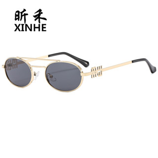 ✨臺灣出貨✨ 鏡尚嚴選 歐美大牌字母miu時尚太陽鏡 繆家潮流女士金屬墨鏡橢圓框雙樑眼鏡