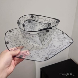 桃園出貨🔥折疊碗便攜式旅行食品級耐高溫戶外外出餐具水杯盤子宿捨泡麵碗