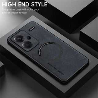 熱賣🔥霧面羊巴皮手機殼 適用於小米紅米 Note 13 Pro + Plus 5G保護套防摔殼皮套 無線充電磁吸支架膚