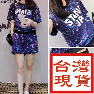 xixiの好物◍✸超大 4XL 2 件女士休閒服裝個人套裝穿女士短袖字母上衣和寬鬆短褲高腰闊腿褲學生服裝 #8553